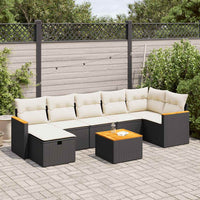 Thumbnail for 8-tlg. Garten-Sofagarnitur mit Kissen Schwarz Poly Rattan