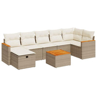 Thumbnail for 8-tlg. Garten-Sofagarnitur mit Kissen Beige Poly Rattan