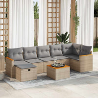 Thumbnail for 8-tlg. Garten-Sofagarnitur mit Kissen Beige Poly Rattan