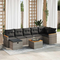 Thumbnail for 8-tlg. Garten-Sofagarnitur mit Kissen Grau Poly Rattan