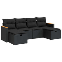 Thumbnail for 6-tlg. Garten-Sofagarnitur mit Kissen Schwarz Poly Rattan