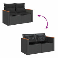 Thumbnail for 6-tlg. Garten-Sofagarnitur mit Kissen Schwarz Poly Rattan
