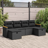Thumbnail for 6-tlg. Garten-Sofagarnitur mit Kissen Schwarz Poly Rattan