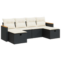 Thumbnail for 6-tlg. Garten-Sofagarnitur mit Kissen Schwarz Poly Rattan