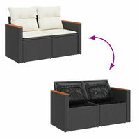 Thumbnail for 6-tlg. Garten-Sofagarnitur mit Kissen Schwarz Poly Rattan