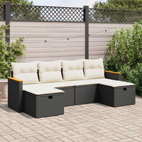 Thumbnail for 6-tlg. Garten-Sofagarnitur mit Kissen Schwarz Poly Rattan