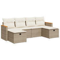 Thumbnail for 6-tlg. Garten-Sofagarnitur mit Kissen Beige Poly Rattan