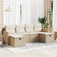 Thumbnail for 6-tlg. Garten-Sofagarnitur mit Kissen Beige Poly Rattan