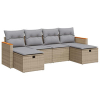 Thumbnail for 6-tlg. Garten-Sofagarnitur mit Kissen Beige Poly Rattan