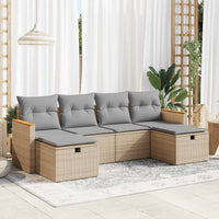 Thumbnail for 6-tlg. Garten-Sofagarnitur mit Kissen Beige Poly Rattan