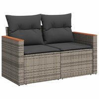 Thumbnail for 6-tlg. Garten-Sofagarnitur mit Kissen Grau Poly Rattan