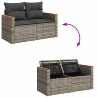 Thumbnail for 6-tlg. Garten-Sofagarnitur mit Kissen Grau Poly Rattan