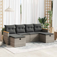 Thumbnail for 6-tlg. Garten-Sofagarnitur mit Kissen Grau Poly Rattan