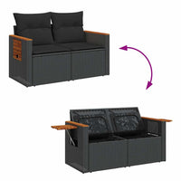 Thumbnail for 4-tlg. Garten-Sofagarnitur mit Kissen Schwarz Poly Rattan