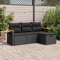 Thumbnail for 4-tlg. Garten-Sofagarnitur mit Kissen Schwarz Poly Rattan