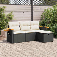 Thumbnail for 4-tlg. Garten-Sofagarnitur mit Kissen Schwarz Poly Rattan