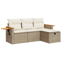 Thumbnail for 4-tlg. Garten-Sofagarnitur mit Kissen Beige Poly Rattan