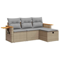 Thumbnail for 4-tlg. Garten-Sofagarnitur mit Kissen Beige Poly Rattan