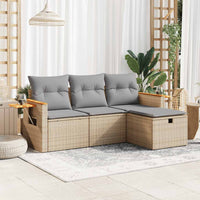 Thumbnail for 4-tlg. Garten-Sofagarnitur mit Kissen Beige Poly Rattan