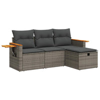 Thumbnail for 4-tlg. Garten-Sofagarnitur mit Kissen Grau Poly Rattan