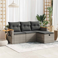 Thumbnail for 4-tlg. Garten-Sofagarnitur mit Kissen Grau Poly Rattan
