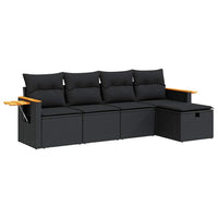 Thumbnail for 5-tlg. Garten-Sofagarnitur mit Kissen Schwarz Poly Rattan