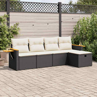 Thumbnail for 5-tlg. Garten-Sofagarnitur mit Kissen Schwarz Poly Rattan