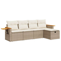 Thumbnail for 5-tlg. Garten-Sofagarnitur mit Kissen Beige Poly Rattan