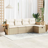 Thumbnail for 5-tlg. Garten-Sofagarnitur mit Kissen Beige Poly Rattan