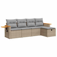Thumbnail for 5-tlg. Garten-Sofagarnitur mit Kissen Beige Poly Rattan