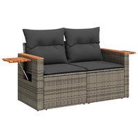 Thumbnail for 5-tlg. Garten-Sofagarnitur mit Kissen Grau Poly Rattan