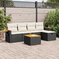 Thumbnail for 6-tlg. Garten-Sofagarnitur mit Kissen Schwarz Poly Rattan