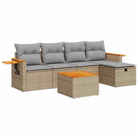 Thumbnail for 6-tlg. Garten-Sofagarnitur mit Kissen Beige Poly Rattan