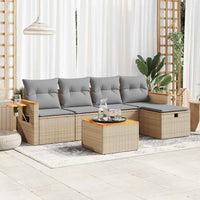 Thumbnail for 6-tlg. Garten-Sofagarnitur mit Kissen Beige Poly Rattan