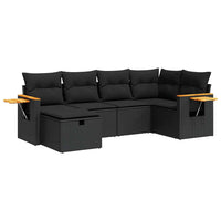 Thumbnail for 6-tlg. Garten-Sofagarnitur mit Kissen Schwarz Poly Rattan