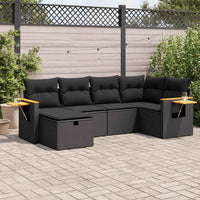 Thumbnail for 6-tlg. Garten-Sofagarnitur mit Kissen Schwarz Poly Rattan