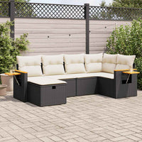 Thumbnail for 6-tlg. Garten-Sofagarnitur mit Kissen Schwarz Poly Rattan