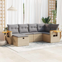 Thumbnail for 6-tlg. Garten-Sofagarnitur mit Kissen Beige Poly Rattan