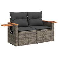 Thumbnail for 6-tlg. Garten-Sofagarnitur mit Kissen Grau Poly Rattan