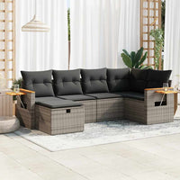 Thumbnail for 6-tlg. Garten-Sofagarnitur mit Kissen Grau Poly Rattan