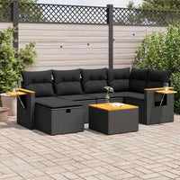 Thumbnail for 7-tlg. Garten-Sofagarnitur mit Kissen Schwarz Poly Rattan