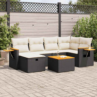 Thumbnail for 7-tlg. Garten-Sofagarnitur mit Kissen Schwarz Poly Rattan