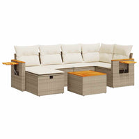 Thumbnail for 7-tlg. Garten-Sofagarnitur mit Kissen Beige Poly Rattan