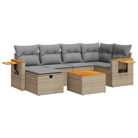 Thumbnail for 7-tlg. Garten-Sofagarnitur mit Kissen Beige Poly Rattan