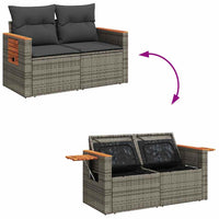 Thumbnail for 7-tlg. Garten-Sofagarnitur mit Kissen Grau Poly Rattan