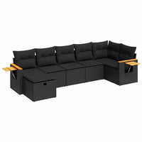 Thumbnail for 7-tlg. Garten-Sofagarnitur mit Kissen Schwarz Poly Rattan