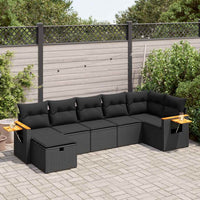 Thumbnail for 7-tlg. Garten-Sofagarnitur mit Kissen Schwarz Poly Rattan