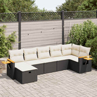 Thumbnail for 7-tlg. Garten-Sofagarnitur mit Kissen Schwarz Poly Rattan