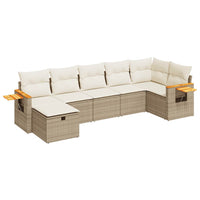 Thumbnail for 7-tlg. Garten-Sofagarnitur mit Kissen Beige Poly Rattan