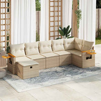 Thumbnail for 7-tlg. Garten-Sofagarnitur mit Kissen Beige Poly Rattan